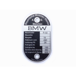 Vehicle identification plate R50 - curved