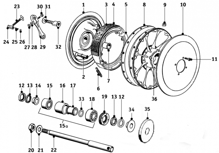 Wheel hubs & front brake R26 - R27 - Salis Parts Salis Parts